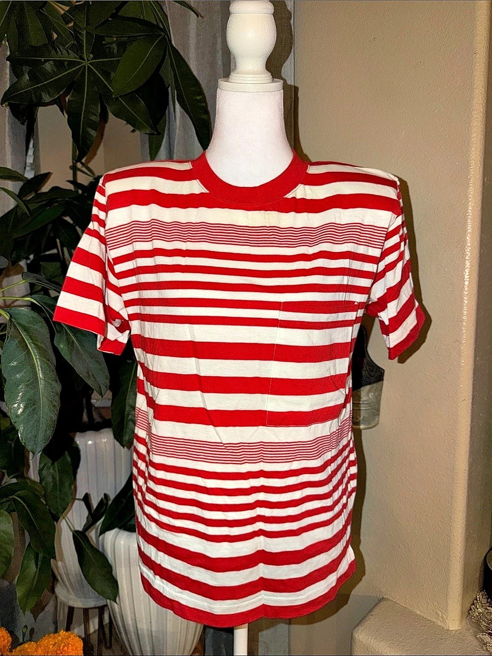 Liz Claiborne Striped Cotton Tee in Red & White Size Small